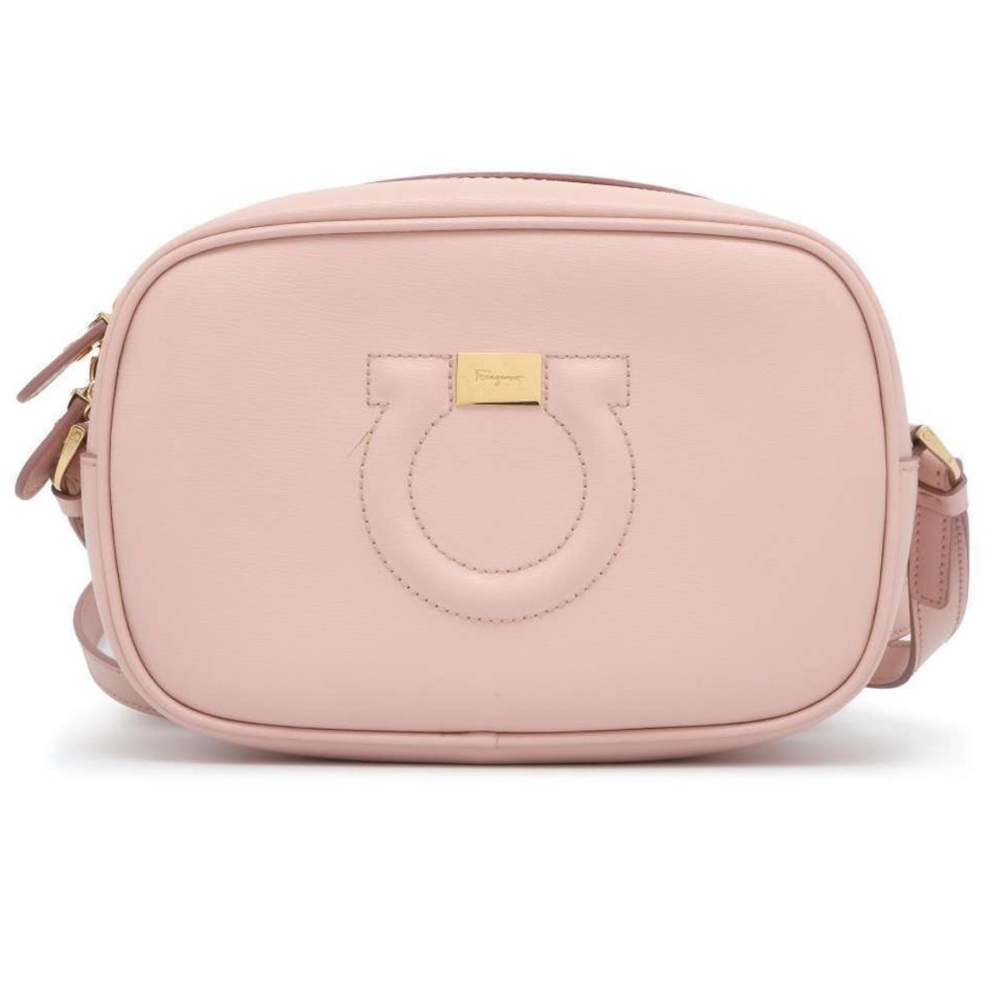 Salvatore Ferragamo Light Pink Leather Gancini Camera Crossbody Bag